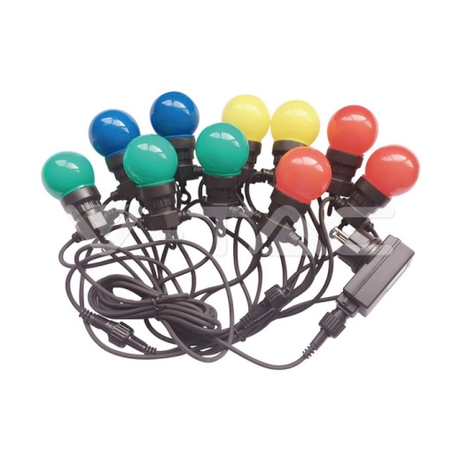 LED String Light 5m. 10 x 0.5W EU Bulbs RGBY - 1