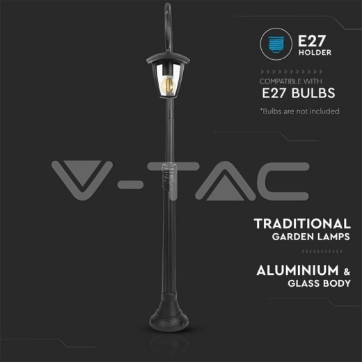 Pole Lamp 1 x E27 1365mm IP44 Black - 7