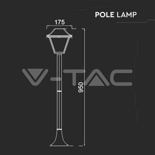 Lámpara de poste para exterior 1 x E27 LED 950mm IP44 color negro - 11