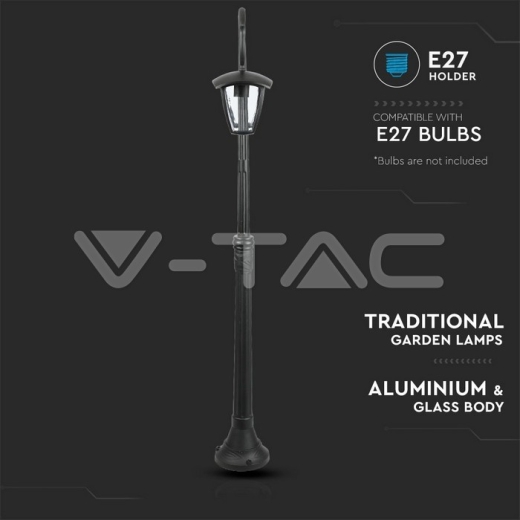 Luz para jardin 2xE27 1410mm IP44 Negro - 6