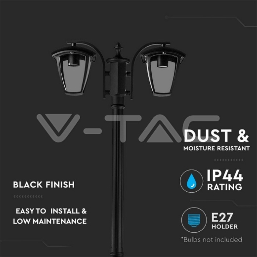 Luz para jardin 2xE27 1990mm IP44 Negro - 3