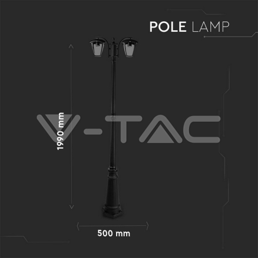 Luz para jardin 2xE27 1990mm IP44 Negro - 4