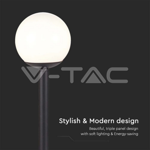 Lámpara de Pie 1xE27 Bola C Plástico Opal Negro Mate - 3