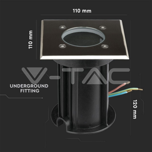 Under Ground Fitting Steel Body GU10 Black Square IP65 - 11