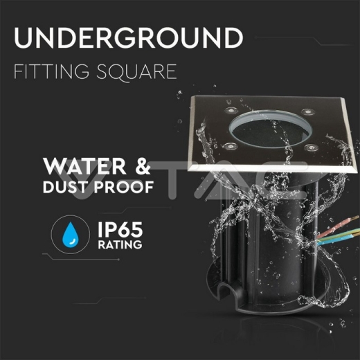 Under Ground Fitting Steel Body GU10 Black Square IP65 - 7