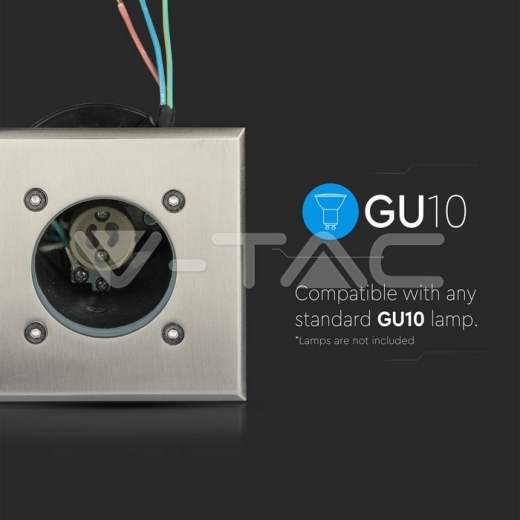Under Ground Fitting Steel Body GU10 Black Square IP65 - 8