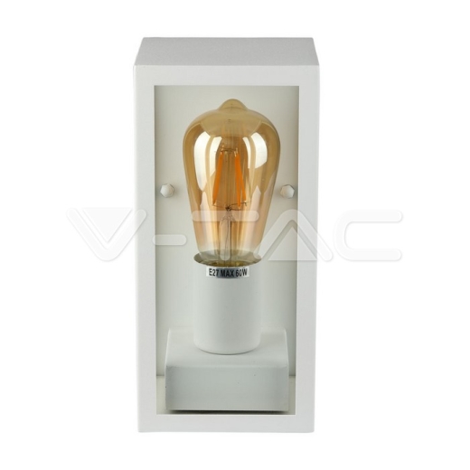 Wall Lamp 1 x E27 Matt White Clear Glass - 2