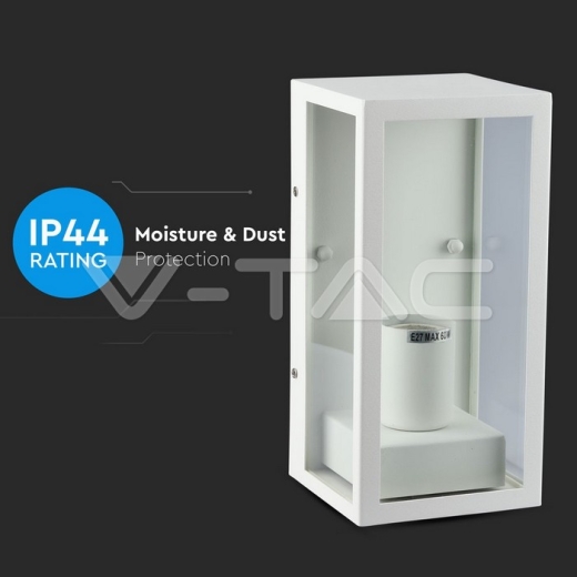 Wall Lamp 1 x E27 Matt White Clear Glass - 5