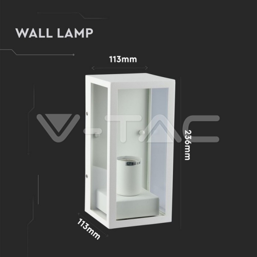 Wall Lamp 1 x E27 Matt White Clear Glass - 8