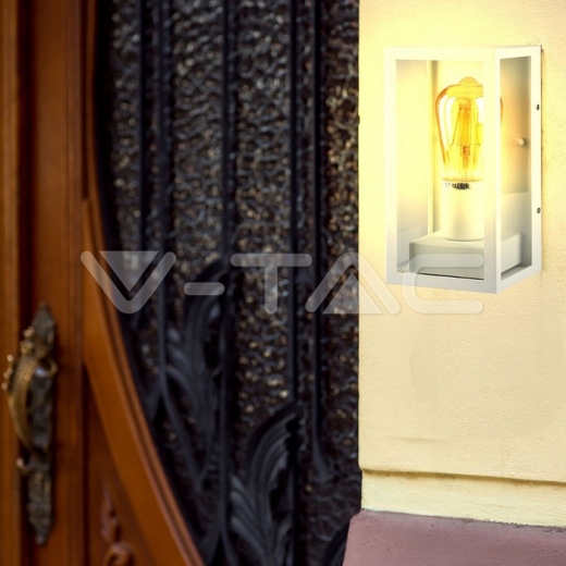 Wall Lamp 1 x E27 Matt White Clear Glass - 9