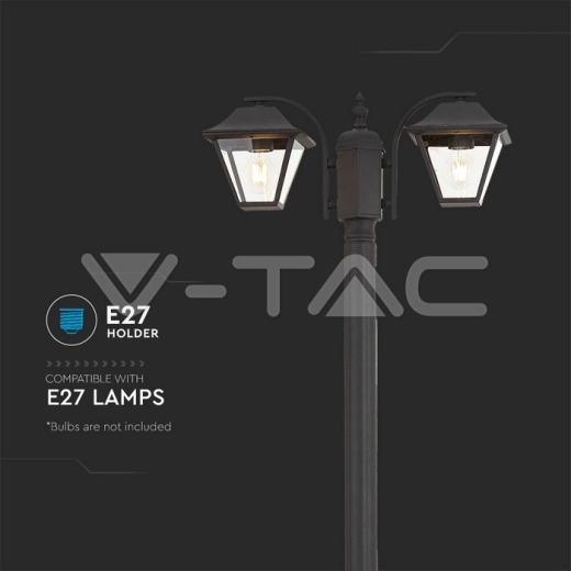 Lámpara de poste para exterior 2 x E27 LED 2280mm IP44 color negro - 11