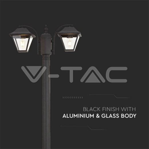Lámpara de poste para exterior 2 x E27 LED 2280mm IP44 color negro - 12