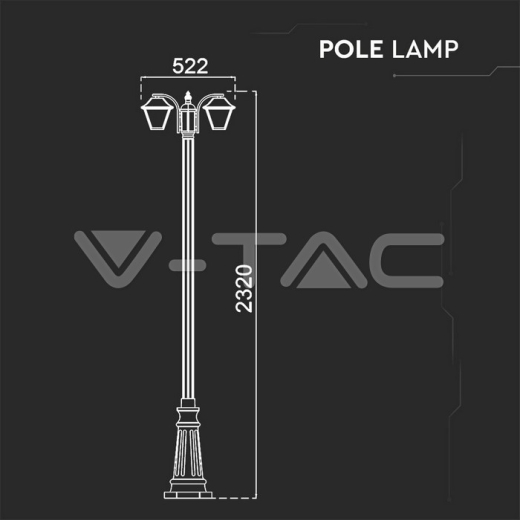 Lámpara de poste para exterior 2 x E27 LED 2280mm IP44 color negro - 14