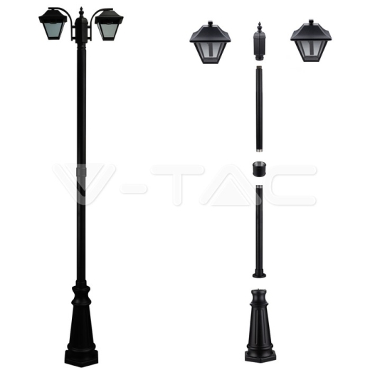 Lámpara de poste para exterior 2 x E27 LED 2280mm IP44 color negro - 9