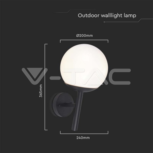 Wall Lamp 1xE27 Matt Black Opal Plastic C Ball Down - 5