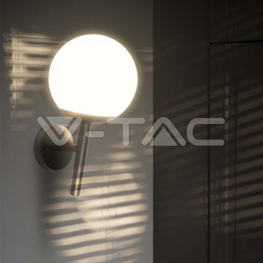 Wall Lamp 1xE27 Matt Black Opal Plastic C Ball Down - 7