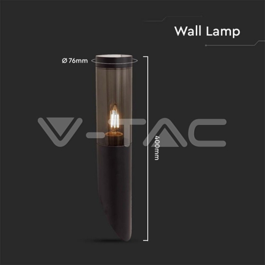 Wall Lamp E27 Holder Black Body IP44 - 4