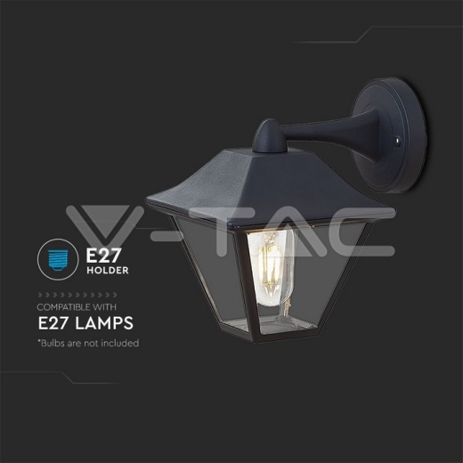 Lámpara de pared 1xE27 color negro matizado, cristal transpartente - 5