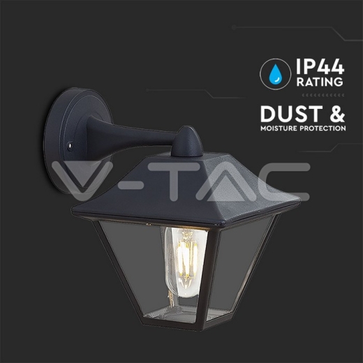 Lámpara de pared 1xE27 color negro matizado, cristal transpartente - 7