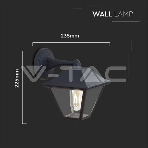 Lámpara de pared 1xE27 color negro matizado, cristal transpartente - 8