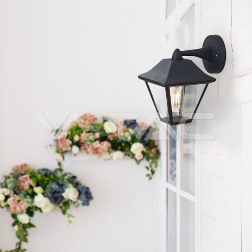 Lámpara de pared 1xE27 color negro matizado, cristal transpartente - 9