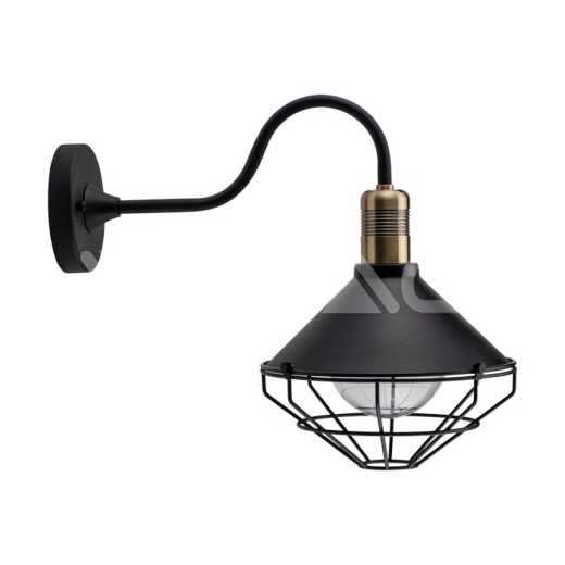 Lámpara de pared negra globo con cristal matizado malla Е27 IP65 - 2