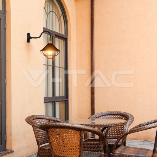 Lámpara de pared negra globo con cristal matizado malla Е27 IP65 - 6