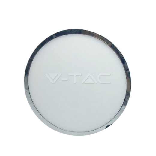 12W LED Panel Surface Slim Chrome Round Warm White - 1