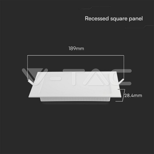 12W LED SAMSUNG Chip Backlit Panel Recessed Square 6500K - 8