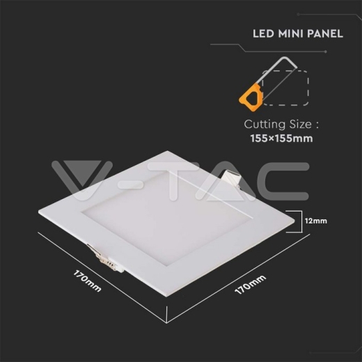 Downlight Panel Premium LED 12W Cuardado 3000K - 5