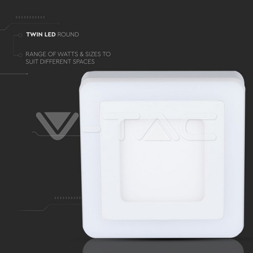 15W LED Panel Surface Twin Square Warm White - 4