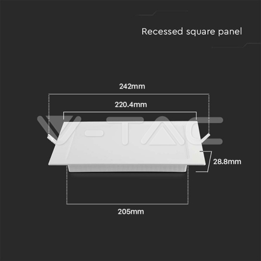 18W LED Backlit Recessed Panel Square 3000K - 8