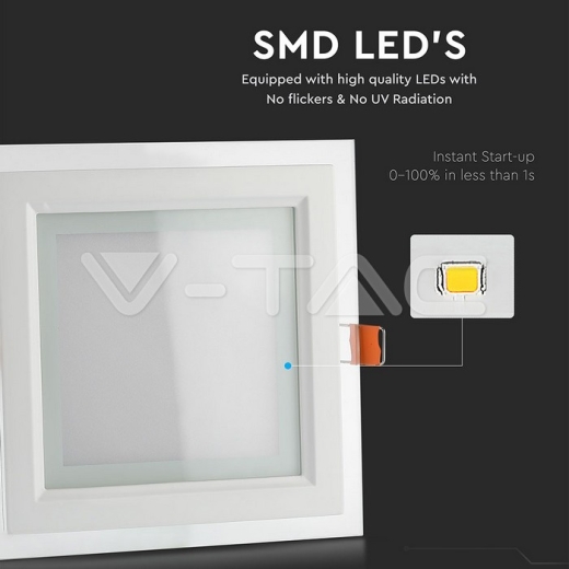 18W LED Panel Glass Square Natural White - 5