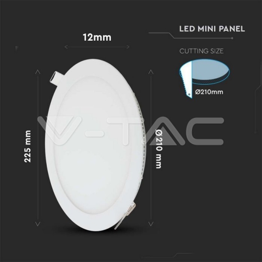 18W LED Premium Panel Downlight Round 3000K - 4