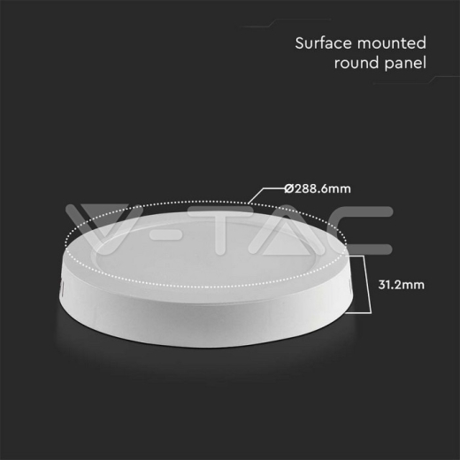 24W LED Backlit Surface Mounted Panel Round 3000K - 4