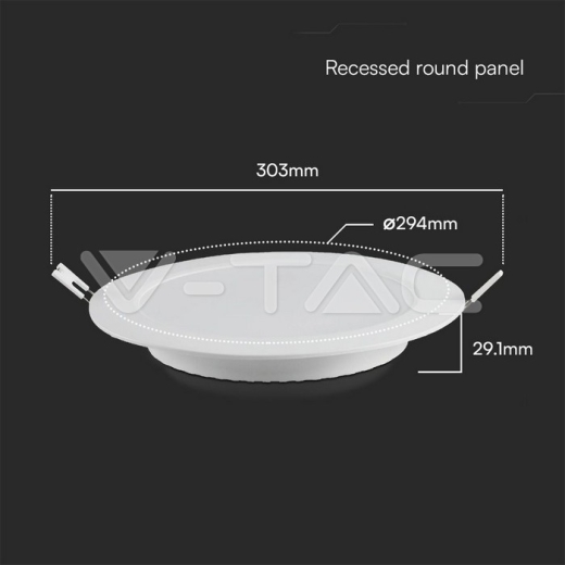 24W LED SAMSUNG Chip Backlit Panel Recessed Round 3000K - 8