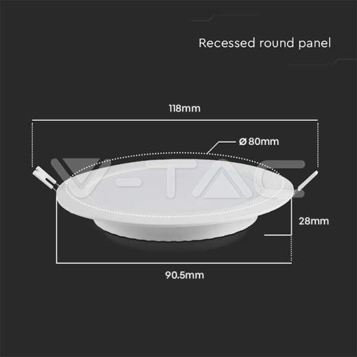 3W LED Backlit Recessed Panel Round 6500K - 4