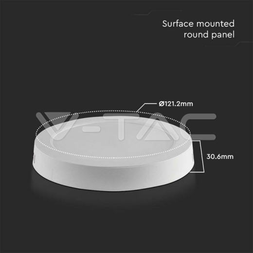 6W LED Backlit Surface Mounted Panel Round 6400K - 4