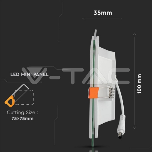 6W LED Panel Glass Square White - 9
