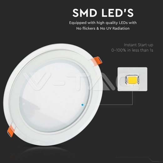 6W LED Panel Glass Round White - 4