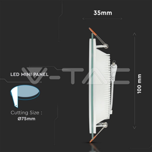 6W LED Panel Glass Round White - 8