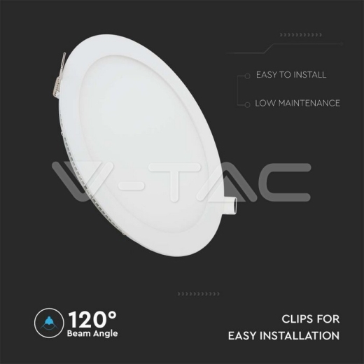 6W LED Premium Panel Downlight Round 3000K - 3
