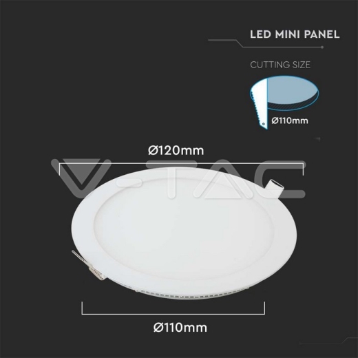 6W LED Premium Panel Downlight Round 3000K - 4