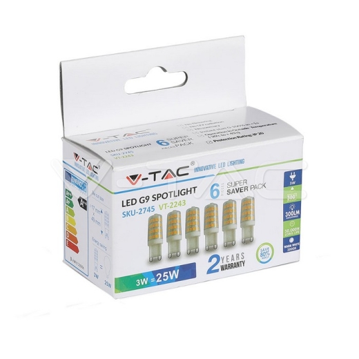 LED Spotlight 3W G9 Plastic 6400K 6pcs/Pack - 1