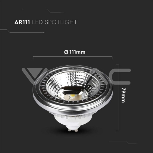 LED Spotlight AR111 12W GU10 4000K Dimmable - 6