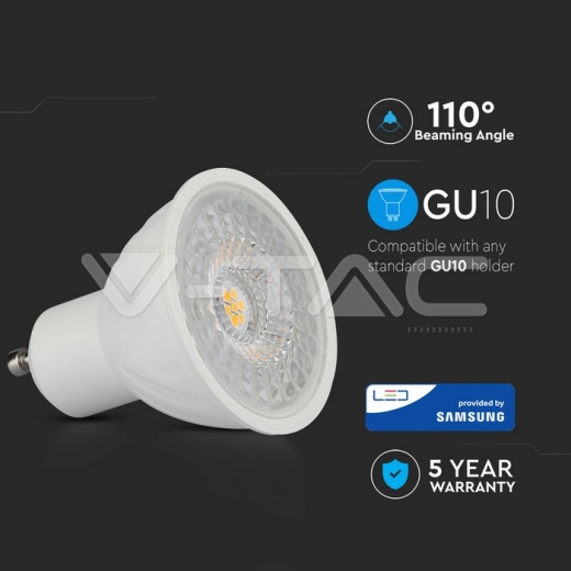LED Spotlight SAMSUNG Chip GU10 6.5W Ripple Plastic 110° 3000K - 5