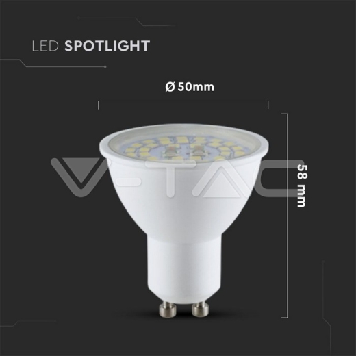 LED Spotlight SAMSUNG Chip GU10 5W Transparent 4000K 110° 160lm/W - 5