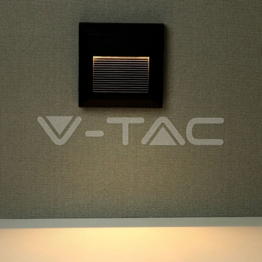 Baliza Pared Luz Indirecta LED 2W Cuerpo Negro Cuadrado 3000K - 10