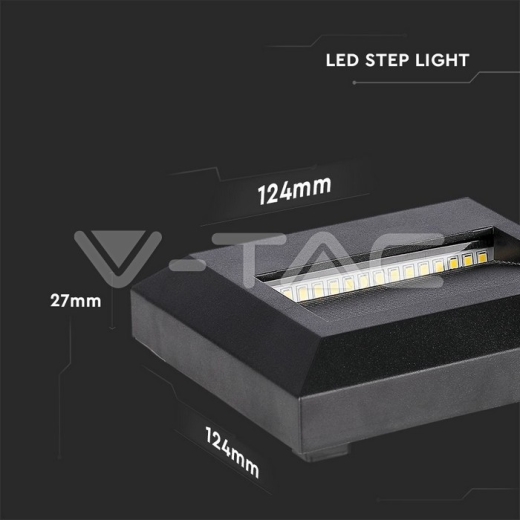 Baliza Pared Luz Indirecta LED 2W Cuerpo Negro Cuadrado 3000K - 9