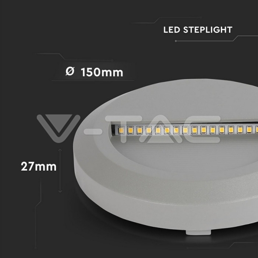 2W LED Steplight Grey Body Round Natural White - 9